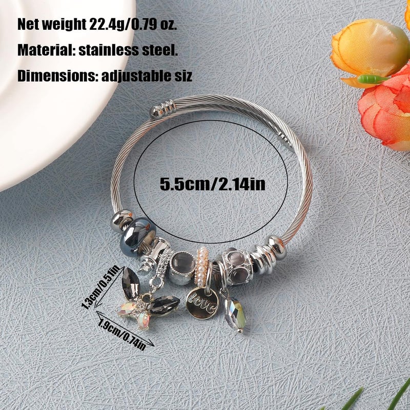 DS Charm Bracelets for girls,exquisite cute cartoon friendship bracelets Silver Stainless Steel Bangle with birthday Gift box, Adjustable girls jewelry Suitable for holiday gifts - Image 2